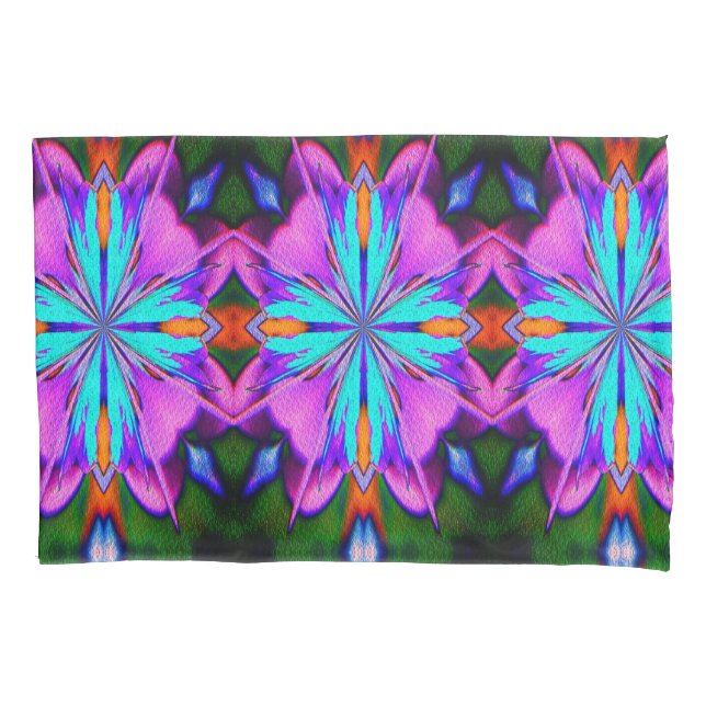Housse D'oreillers Kaleidoscope Abstrait Violet Et Turquoise (devant)