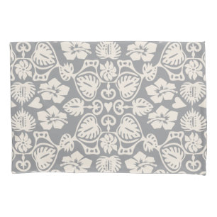 Housse D'oreillers Keoni Hawaiian Monstera feuille Damask Grey