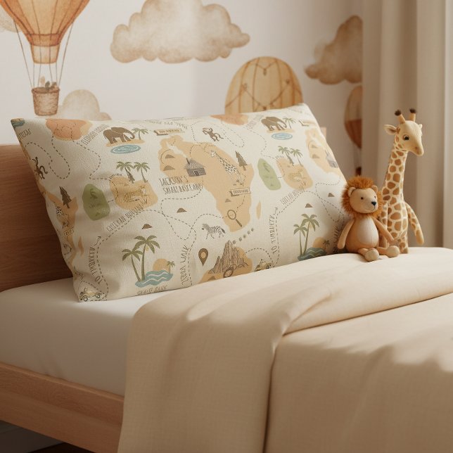Housse D'oreillers Kid's Personalized Safari Map ID1269 (Créateur téléchargé)