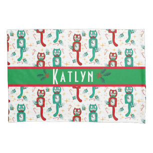 Housse D'oreillers Kit vintage Kat Cute Coussin de Noël Coque
