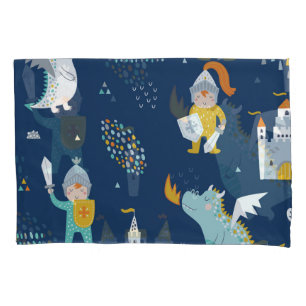 Housse D'oreillers Knight Dragon Castle Motif enfant