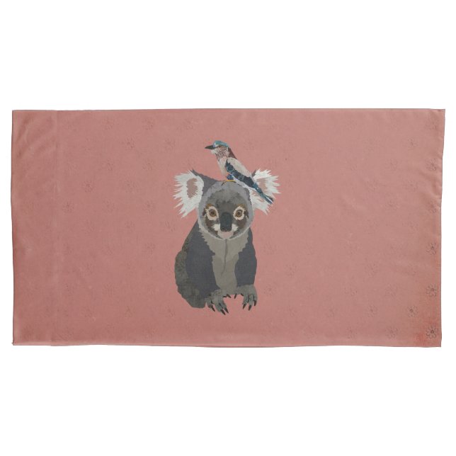 HOUSSE D'OREILLERS KOALA & LILLAC OISEAU (devant)