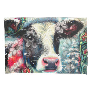 Housse D'oreillers La vache rêve de temps plus chauds Turquoise Rouge
