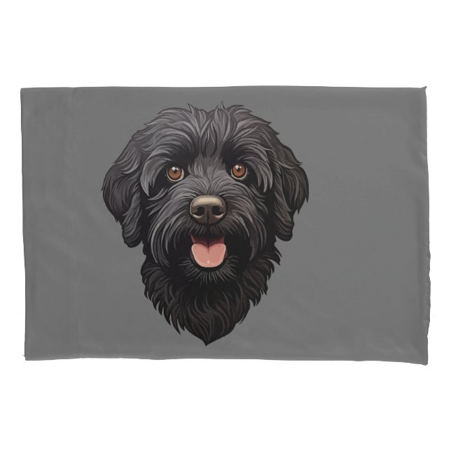 Housse D'oreillers Labradoodle Chien noir (devant)