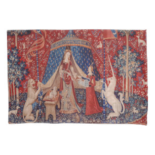 Housse D'oreillers Lady and Unicorn Medieval Tapestry Desire