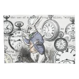 Housse D'oreillers Lapin Blanc Alice au Pays des Merveilles Horloges