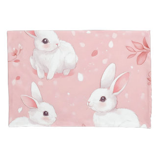 Housse D'oreillers Lapin de prairie rose Jardin floral
