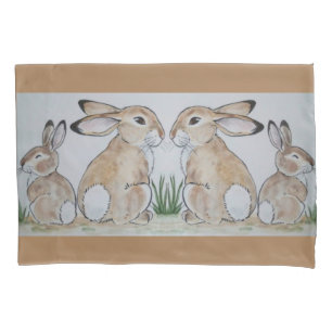 Housse D'oreillers Lapin lapin Brown maman et bébé Tan animal