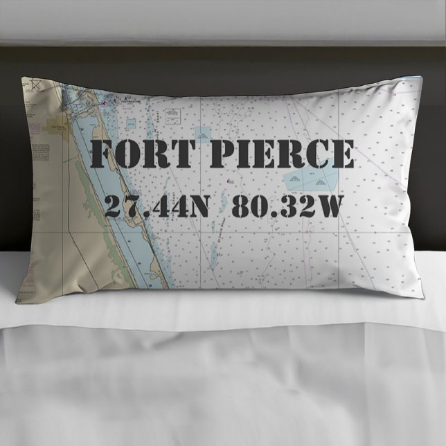 Housse D'oreillers Latitude Longitude Fort Pierce FL Carte Nautique ⚓ (Créateur téléchargé)