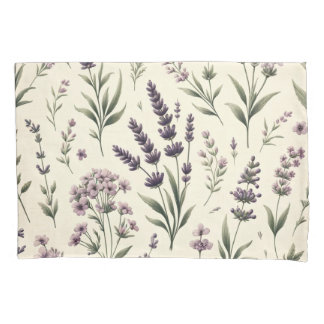 Housse D'oreillers Lavande sur crème Vintage Floral Coussin Coque