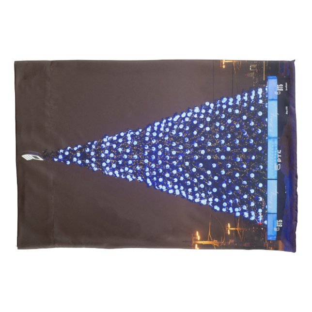 Housse D'oreillers Le bleu allume l'arbre de Noël (devant)