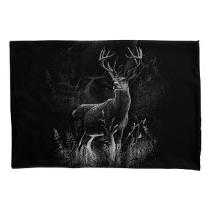 Housse D'oreillers Le cerf majestueux en pleine nature - Art noir et