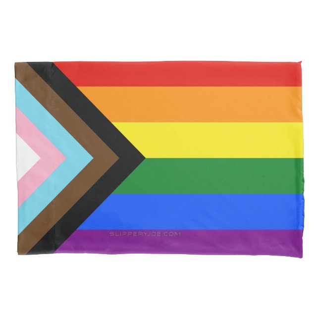 Housse D'oreillers Le drapeau de fierté Progress de SlipperyJoe six h (devant)