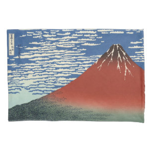 Housse D'oreillers Le Mont Fuji par temps clair (Fuji Rouge) (Hokusai
