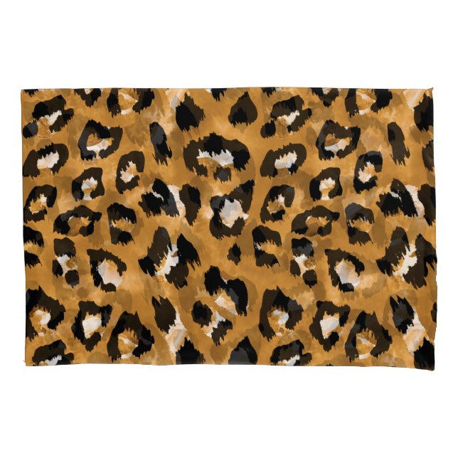 Housse D'oreillers léopard de peau d'animal : motif d'aquarelle. (devant)
