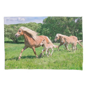 Housse D'oreillers Les chevaux de Haflinger avec les poulains mignons