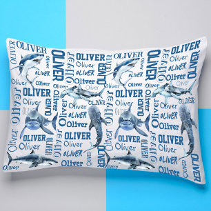 Housse D'oreillers Les garçons personnalisés nom coussin avec requins