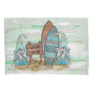 Housse D'oreillers Les Gnomes de la plage de l'Aquarelle du surf trop