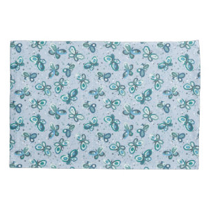 Housse D'oreillers Les papillons Doodle Bugs - bleu - motif sans soud