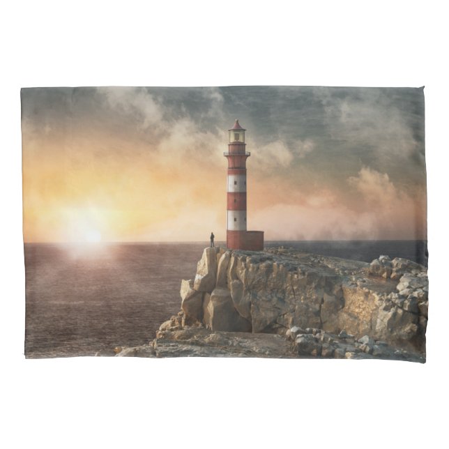 Housse D'oreillers Les phares | Phare rouge et blanc (devant)