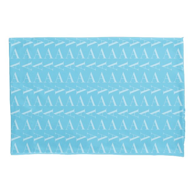Housse D'oreillers Lettre initiale A, Aqua Blue (devant)