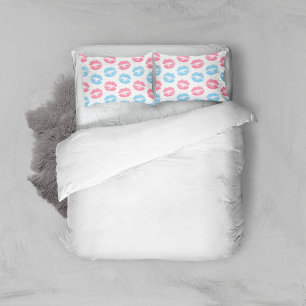 Housse D'oreillers Lèvres bleues et roses Motif, Baguette à lèvres, B