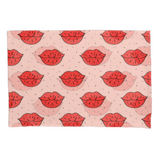 Housse D'oreillers Lèvres caricaturales : motif féministe de doodle.