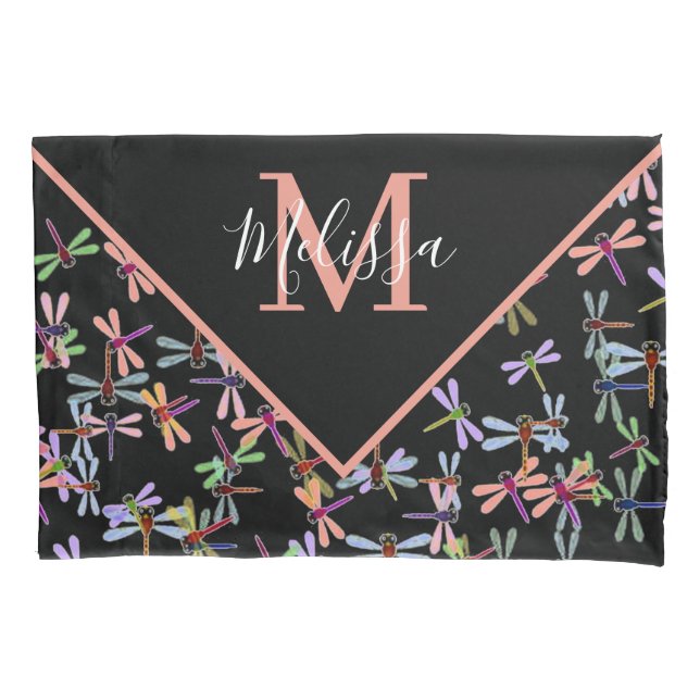 Housse D'oreillers libellules colorées personnalisées (devant)