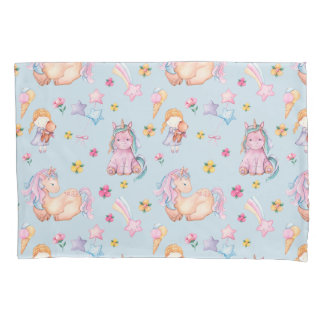 Housse D'oreillers Licorne et aquarelle florale de conte de fées past