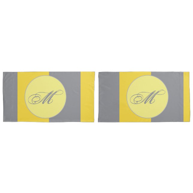 Housse D'oreillers Light Yellow and Soft Gray Customize (devant-Set)