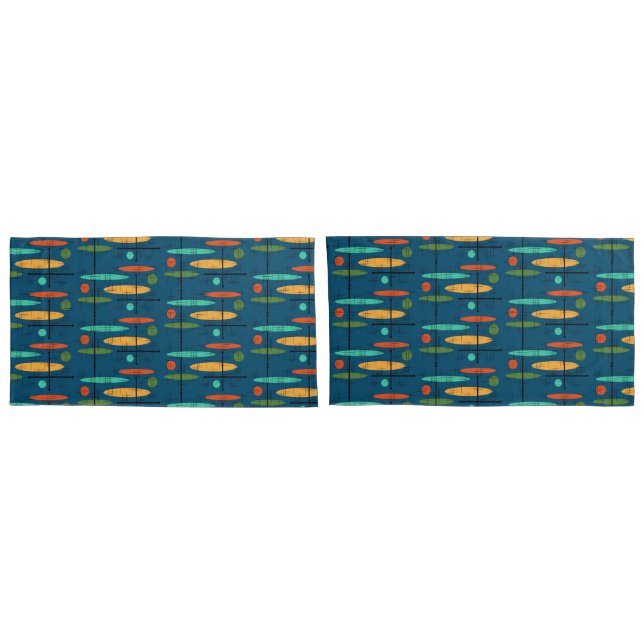 Housse D'oreillers Lignes rétro et ovales (Dos-Set)