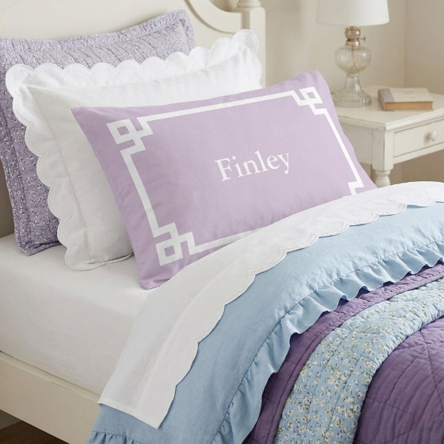 Housse D'oreillers Lila Violet Monogramme à Clé Grecque Standard (Créateur téléchargé)