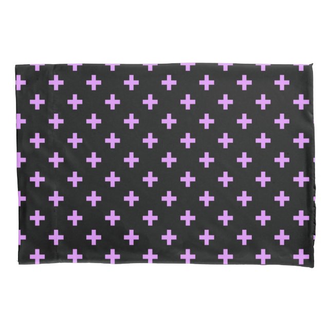 Housse D'oreillers Lilac polka croise sur noir (devant)