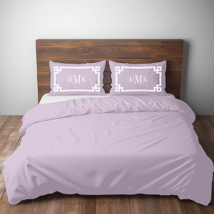 Housse D'oreillers Lilac Purple Grec Clé Monogramme Standard