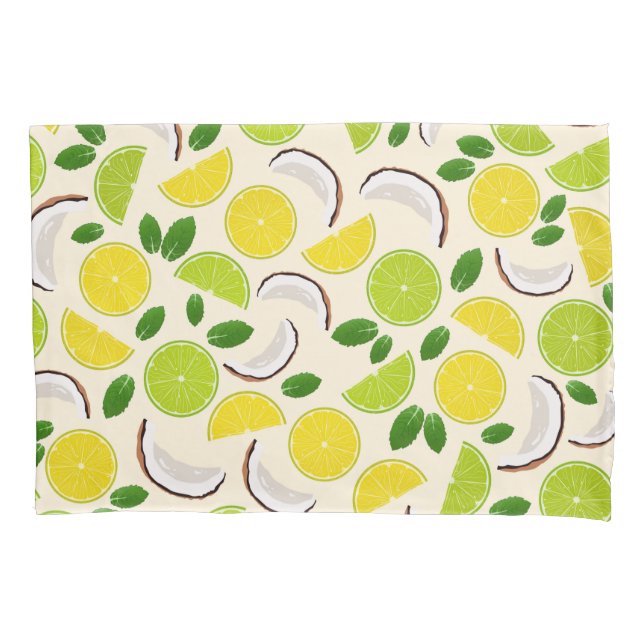 Housse D'oreillers Lime lemon coconut and mint pattern happy summer (devant)