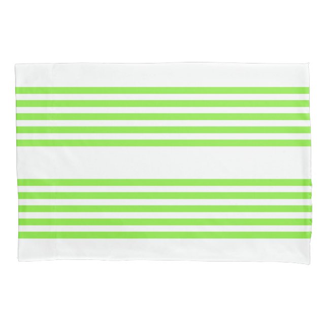 Housse D'oreillers Lime vert et blanc cinq bandes motif (devant)
