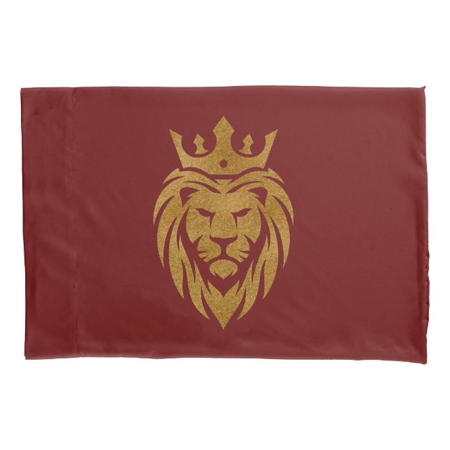 Housse D'oreillers Lion Avec Couronne - Style Or 3 (devant)