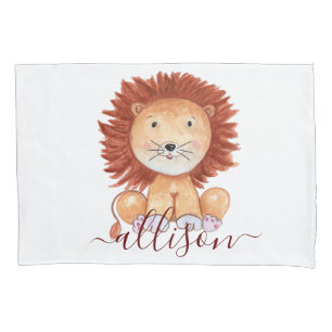 Housse D'oreillers Lion mignon dessiné à la main personnalisé pour le