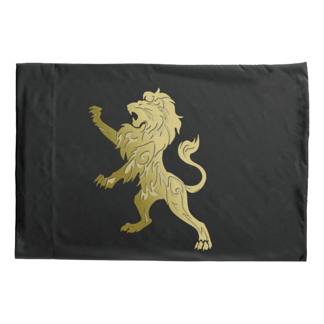 Housse D'oreillers Lion royal d'or noir (Dos)