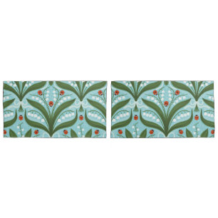 Housse D'oreillers Lit de la vallée et la symétrie des coccinelles en