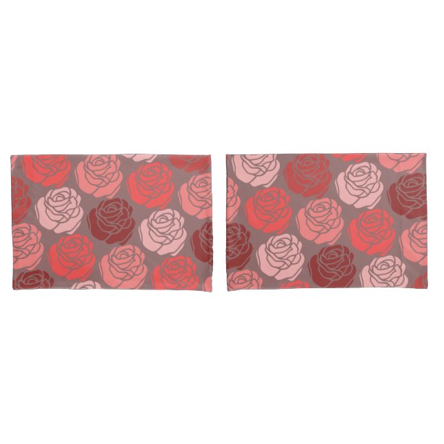 Housse D'oreillers Lit de Rose, Monochrome brillant rose (devant-Set)