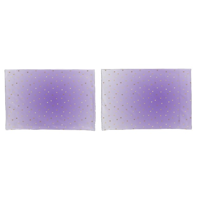 Housse D'oreillers Little Gold Hearts Purple Ombre (devant-Set)
