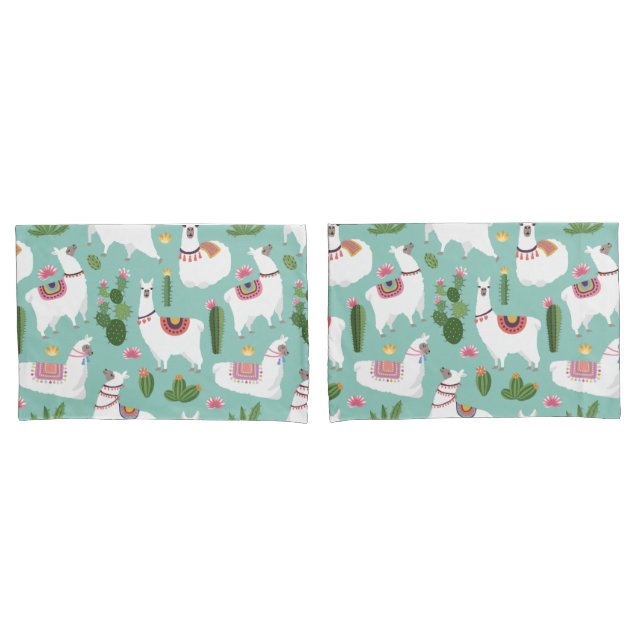 Housse D'oreillers Llama Motif (devant-Set)