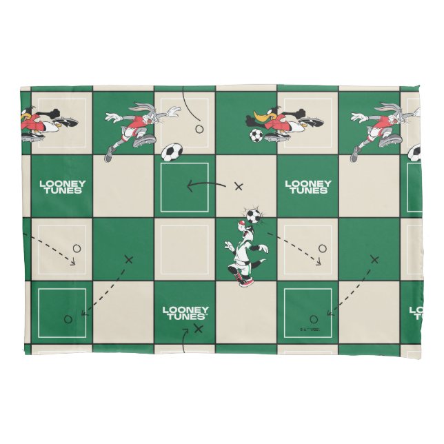 Housse D'oreillers LOONEY TUNES™ Soccer Grid Pattern (devant)