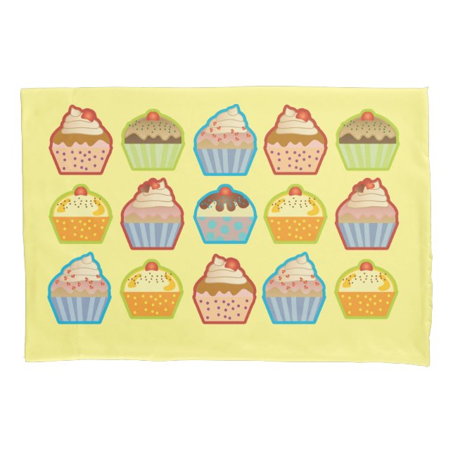 Housse D'oreillers Lotsa Cute Cupcakes Enfants Blanche (devant)
