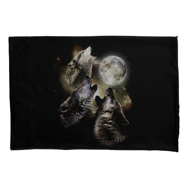 Housse D'oreillers Loups Hurlements Pleine Lune (devant)