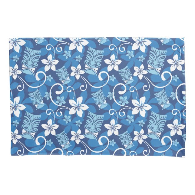 HOUSSE D'OREILLERS LUAU TIKI (BRIGHT BLUE) (devant-gauche)