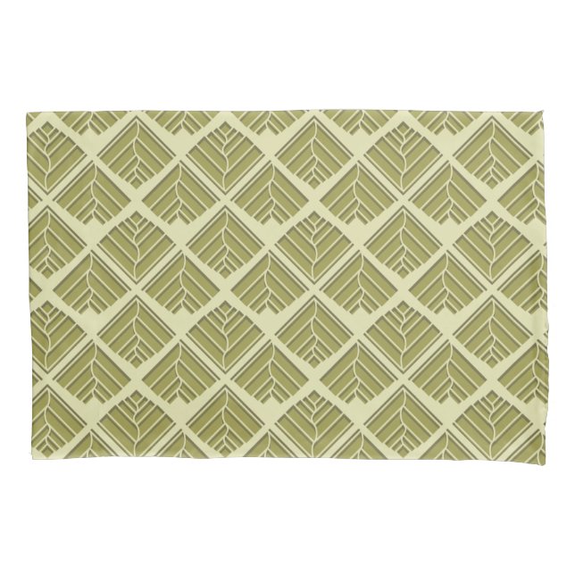 Housse D'oreillers Lumière Motif carré feuille or Lime (devant)