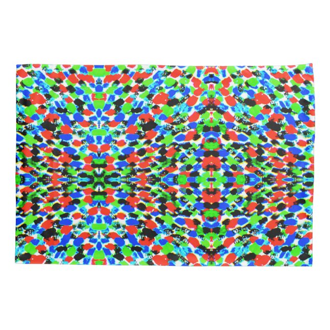 Housse D'oreillers Lumineux Ikat Red Green Multi Print Pilote (Dos)