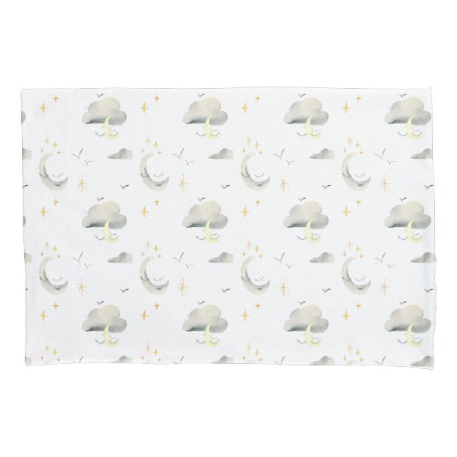 Housse D'oreillers lune et étoiles ciel nuit deux tons coussin coque (devant)